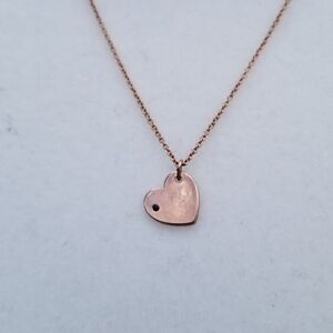rose gold tone heart pendant necklace with black rhinestone